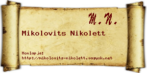 Mikolovits Nikolett névjegykártya